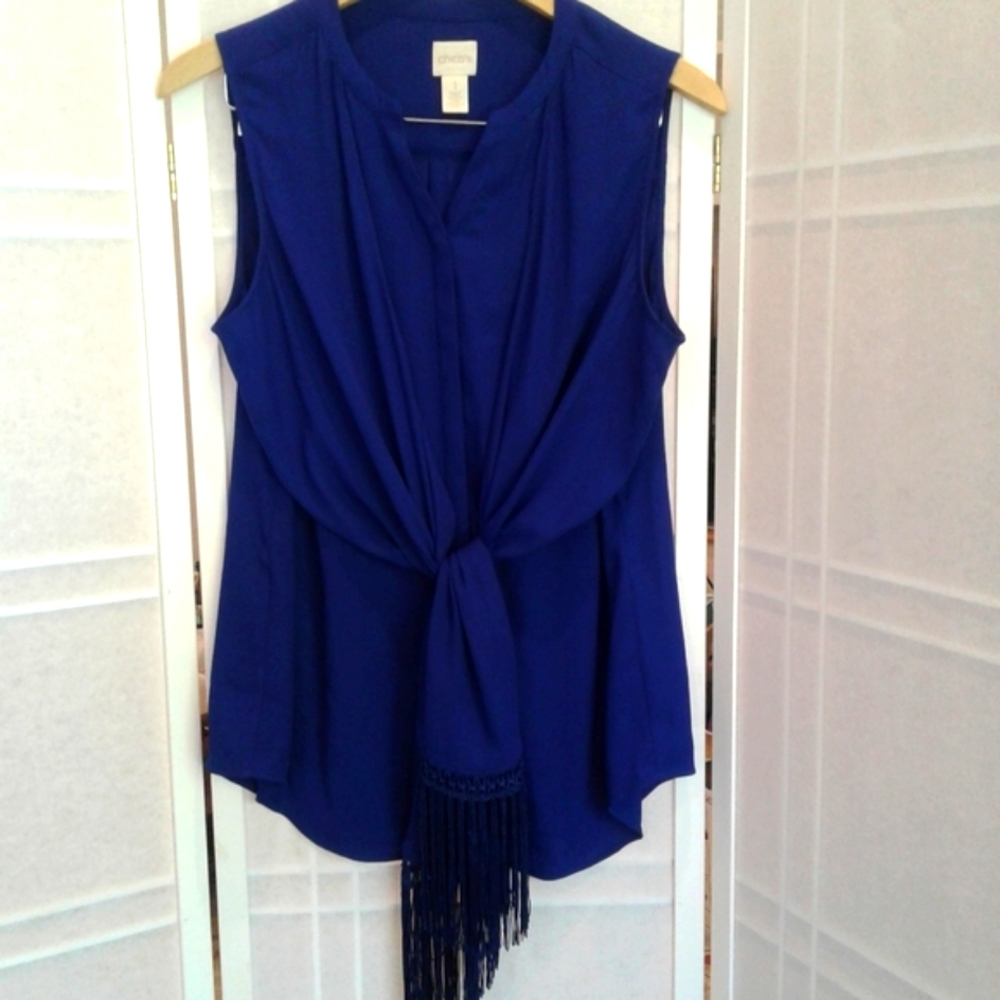 Chico's blue sleveless  blouse top  size 1 /M